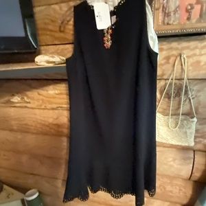 Black Dress with lace scalloped hem